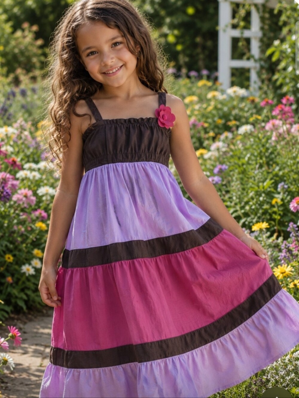 Gymborie Tiered Ruffle Dress - Light Purle & Multi